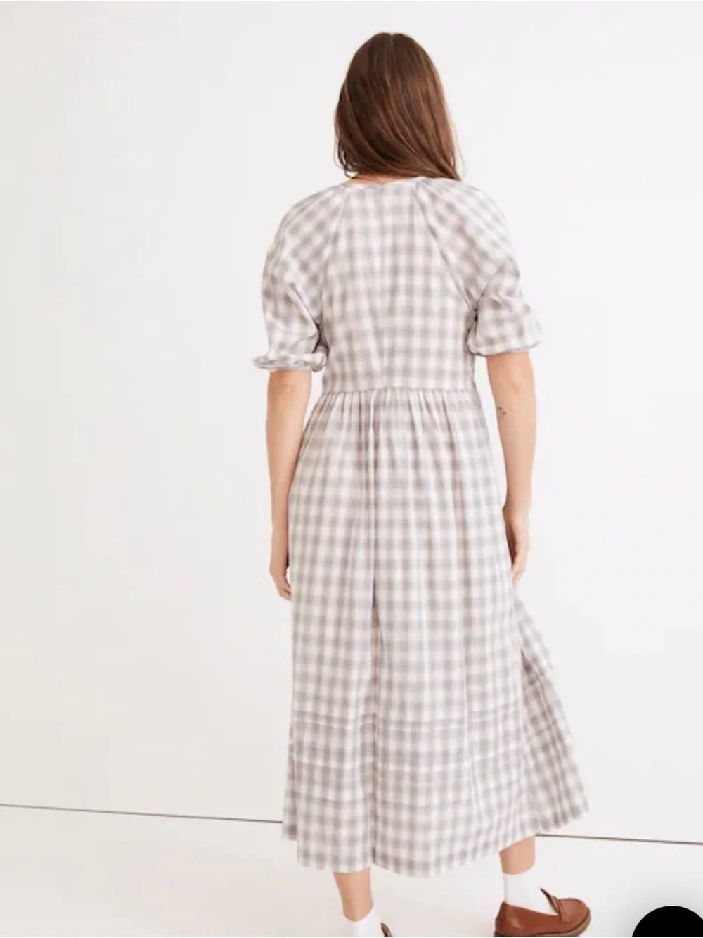Madewell Marianna Puff-Sleeve Midi Dress In Plaid - Picture 2 of 13